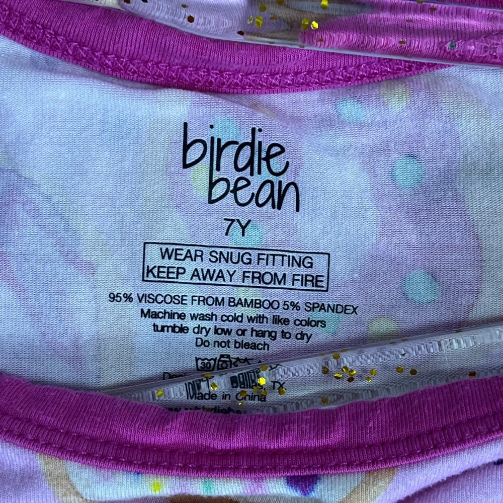 Birdie Bean Girls Pink Donut Bamboo Viscose Pajama Set 7Y Flutter Sleeve PJ's